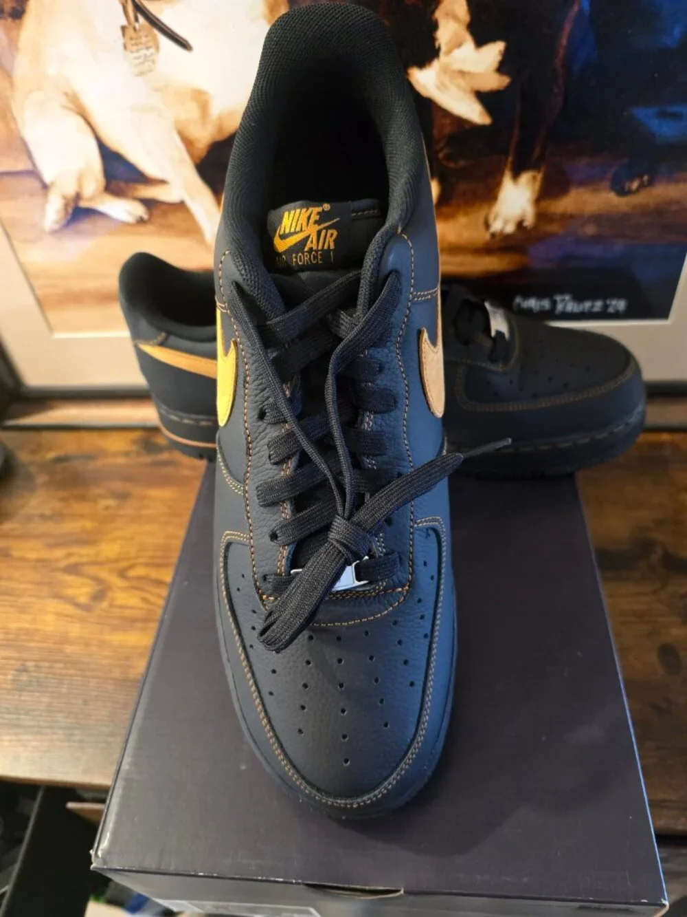 Nike Air Force 1 Low '07 LV8 Black Desert Ochre Gold Mens HQ2037-003 Sz 12 US - Picture 2 of 14